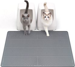 Mora Pets Hassle-Free Silicone Multi Cat Litter Mat, Grey, 34 x 22-in