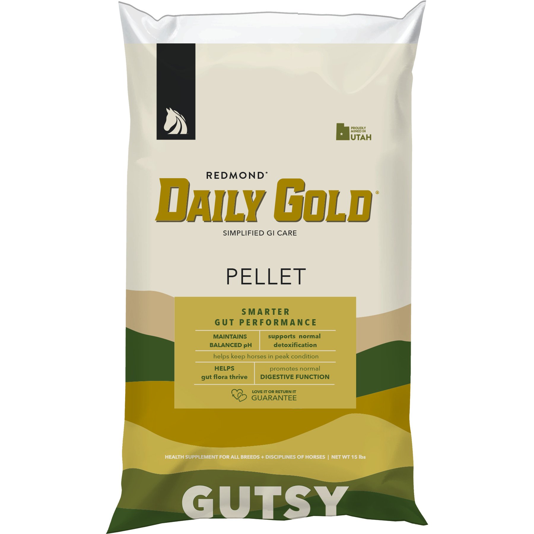 Redmond Daily Gold Pellet Horse Gut Supplements, 15-lb bag