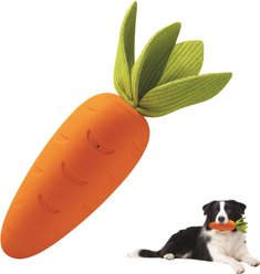 PawsPik Carrot Natural Rubber Dog Chew Toy, Orange, Medium