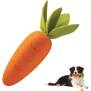 PawsPik Carrot Natural Rubber Dog Chew Toy, Orange, Medium