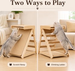 NonoPets Solid Wood A-frame Cat Scratch Ramp with Side Sisal Scratching Posts & Pom-Pom Toy slide 2 of 8