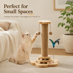NonoPets Multi-Functional Sisal Cat Scratcher Tower with Rolling Balls & Hanging Play Toys, 15.8-in slide 2 of 9