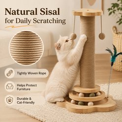 NonoPets Multi-Functional Sisal Cat Scratcher Tower with Rolling Balls & Hanging Play Toys, 18.1-in slide 2 of 8