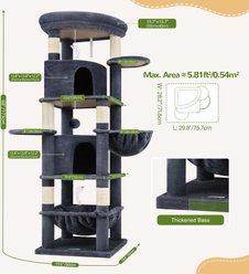 Globlazer Corner 68-in Plush Condo Cat Tree Tower, Large, Dark Gray slide 2 of 7