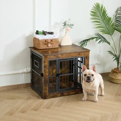 Gardner Pet Wooden Furniture Style 3 Door Dog Crate, Brown, 27 inch