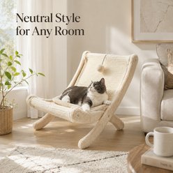 NonoPets Foldable Plush Recliner Cat Lounge Bed with Hanging Pom-Pom Play Ball slide 2 of 8