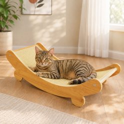 NonoPets Multi-Functional Rocking Cat Hammock Bed with Solid Wood Frame & Wear-Resistant Linen Mat