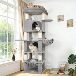 Globlazer Corner 68-in Plush Condo Cat Tree Tower, Large, Light Gray