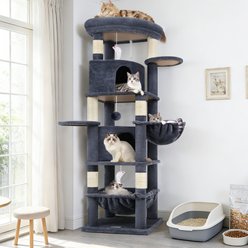 Globlazer Corner 68-in Plush Condo Cat Tree Tower, Large, Dark Gray