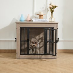 Gardner Pet Wooden Furniture Style 3 Door Dog Crate, Grey, 27 inch