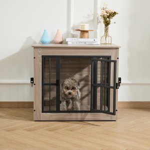 GARDNER PET Wooden Furniture Style 3 Door Dog Crate, Grey, 27 inch