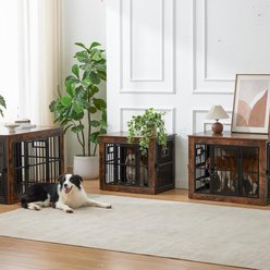 Gardner Pet Wooden Furniture Style 3 Door Dog Crate, Brown, 27 inch slide 2 of 6