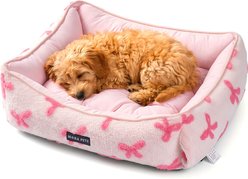 Mora Pets 2-in-1 All-Season Reversible Bolster Dog & Cat Bed, Pink, Medium