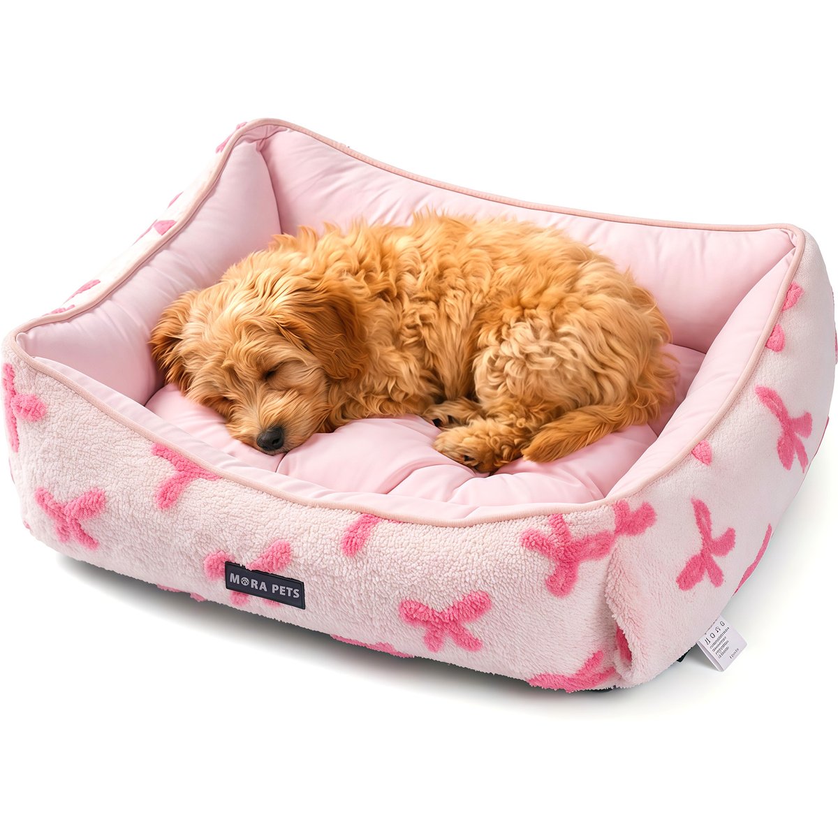 Mora Pets 2-in-1 All-Season Reversible Bolster Dog & Cat Bed, Pink, Medium