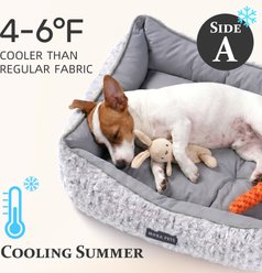 Mora Pets 2-in-1 All-Season Reversible Bolster Dog & Cat Bed, Grey, Medium slide 2 of 8