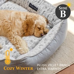 Mora Pets 2-in-1 All-Season Reversible Bolster Dog & Cat Bed, Grey, Small slide 2 of 8