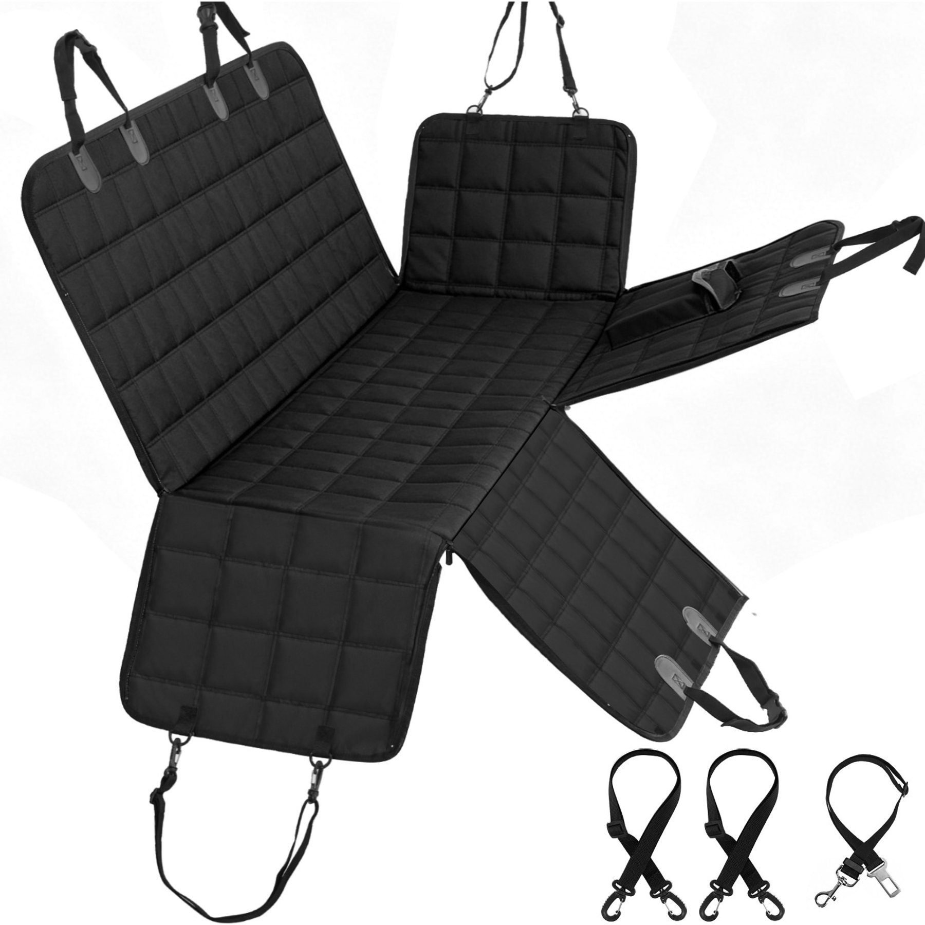 Bark Lover Hammock Waterproof Dog Car Back Seat Cover, Black, 60 x 64-in