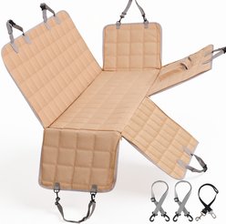 Bark Lover Hammock Waterproof Dog Car Back Seat Cover, Beige, 54 x 58-in