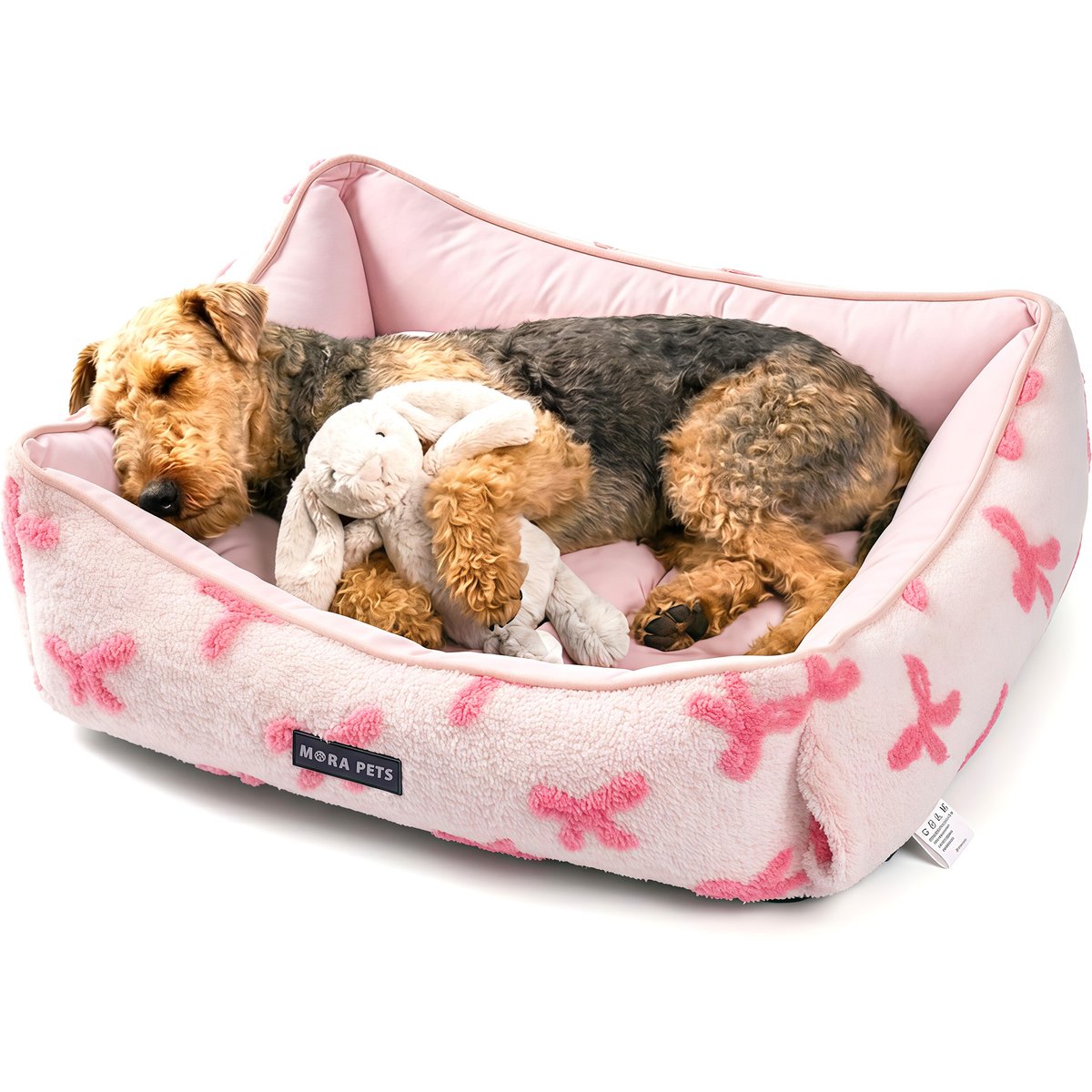 Mora Pets 2-in-1 All-Season Reversible Bolster Dog & Cat Bed, Pink, Large