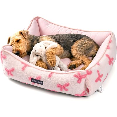 Mora Pets Mora Pets 2-in-1 All-Season Reversible Bolster Dog & Cat Bed, Pink, Large