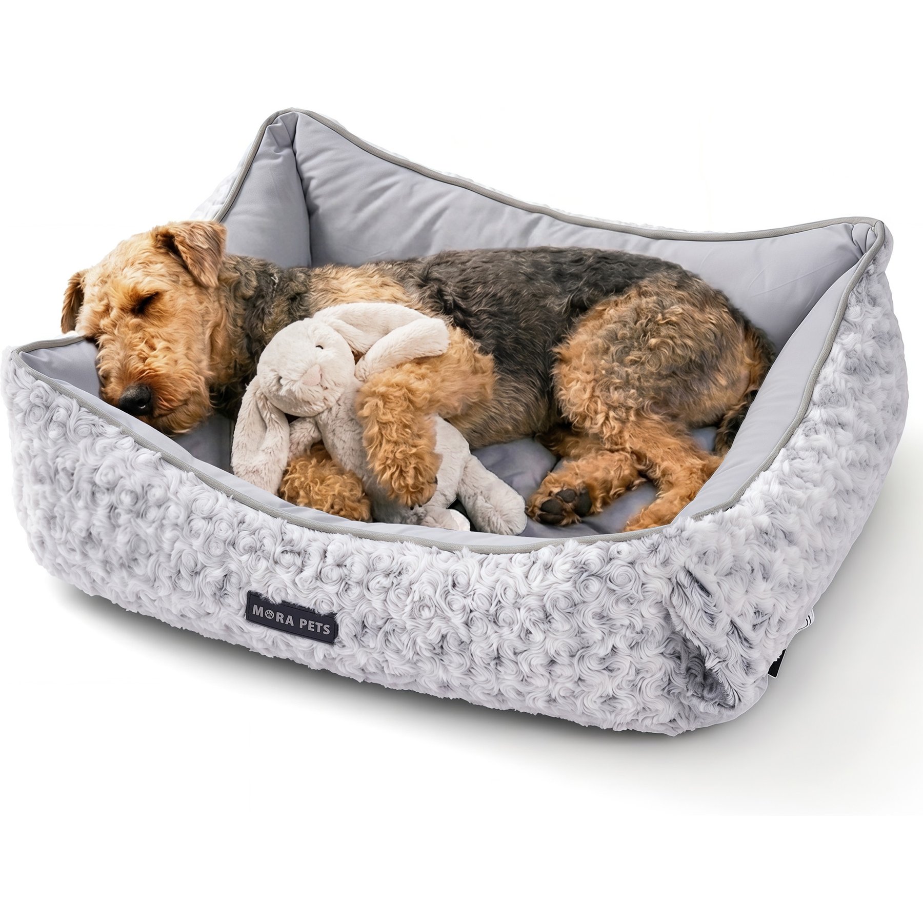 Mora Pets 2-in-1 All-Season Reversible Bolster Dog & Cat Bed, Grey, Large
