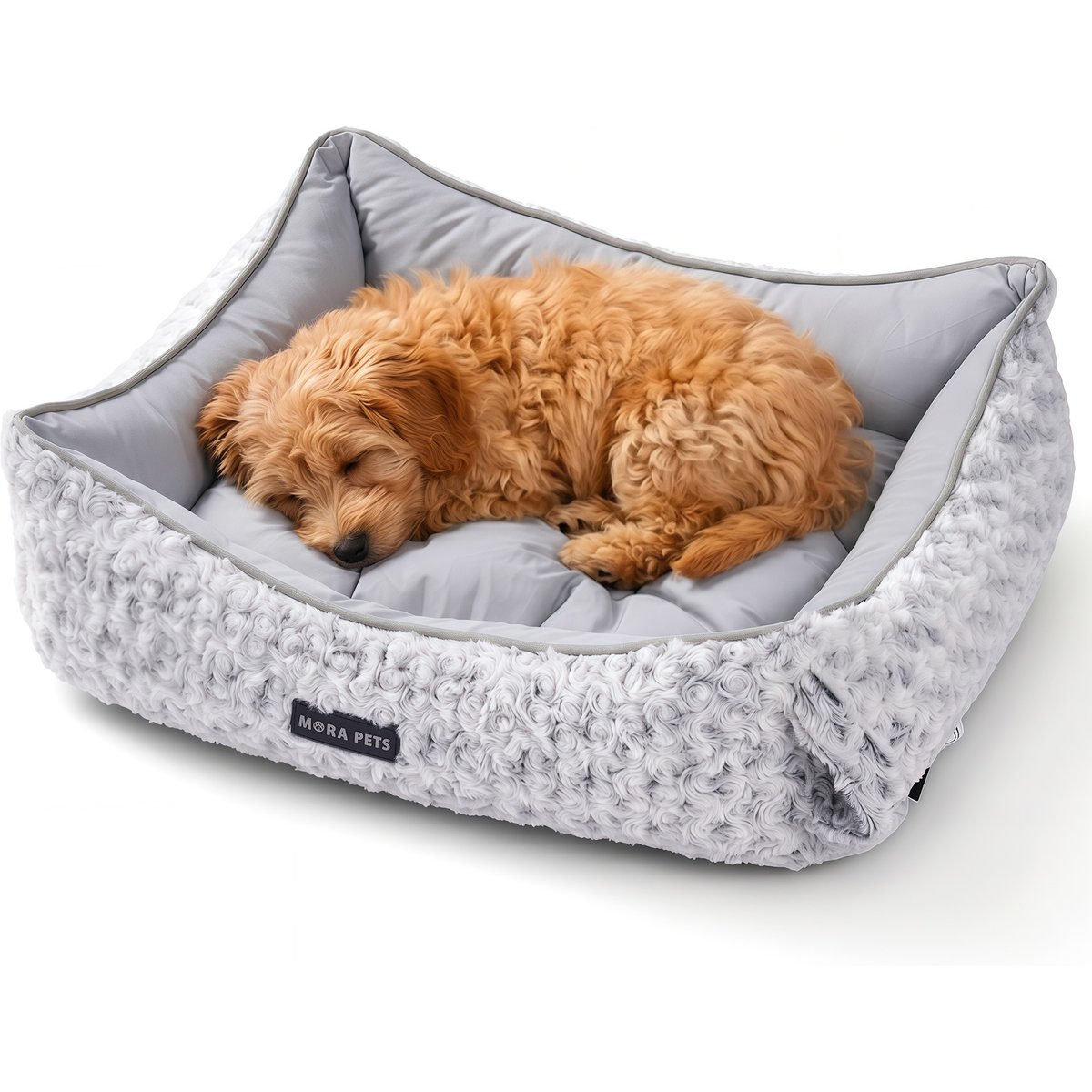 Mora Pets 2-in-1 All-Season Reversible Bolster Dog & Cat Bed, Grey, Medium