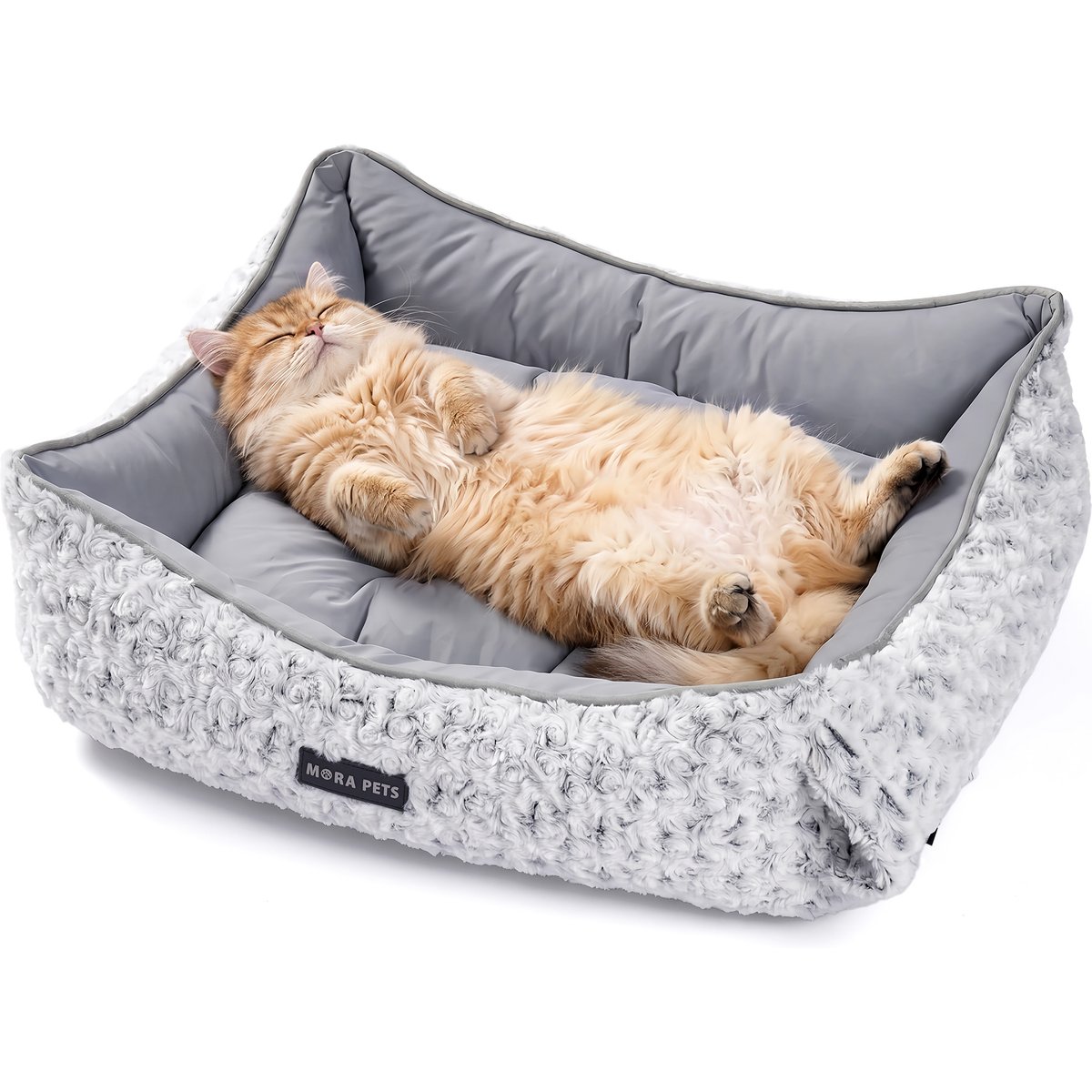 Mora Pets 2-in-1 All-Season Reversible Bolster Dog & Cat Bed, Grey, Small