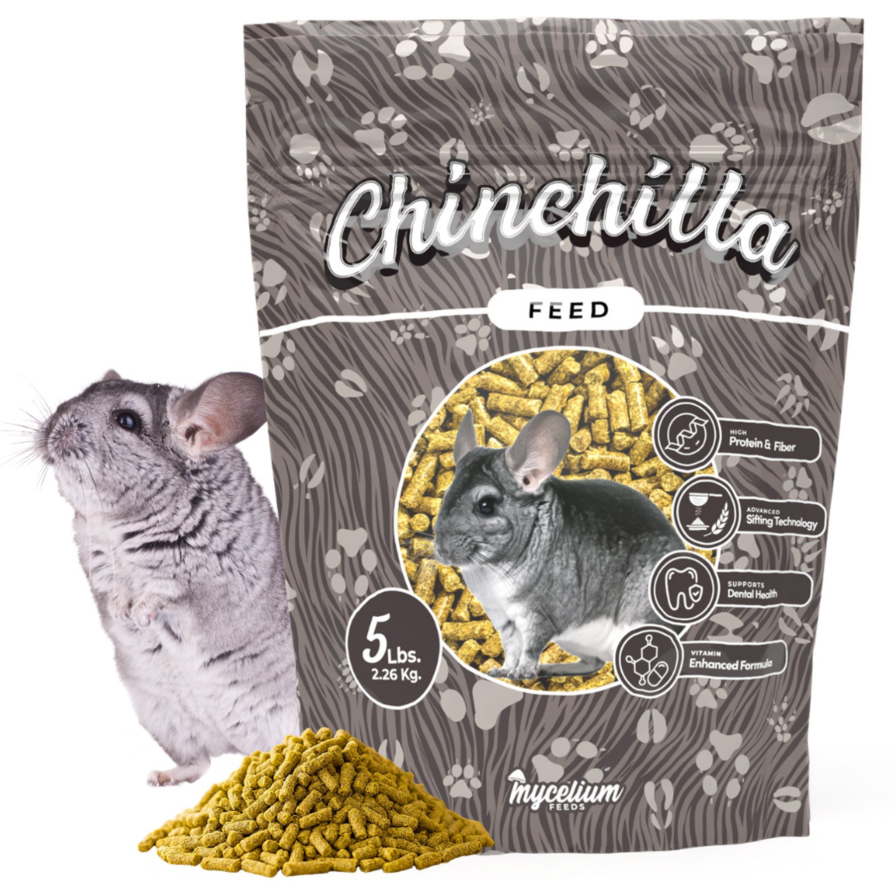 Mycelium Feeds Pellets Chinchilla Food, 5-lb bag