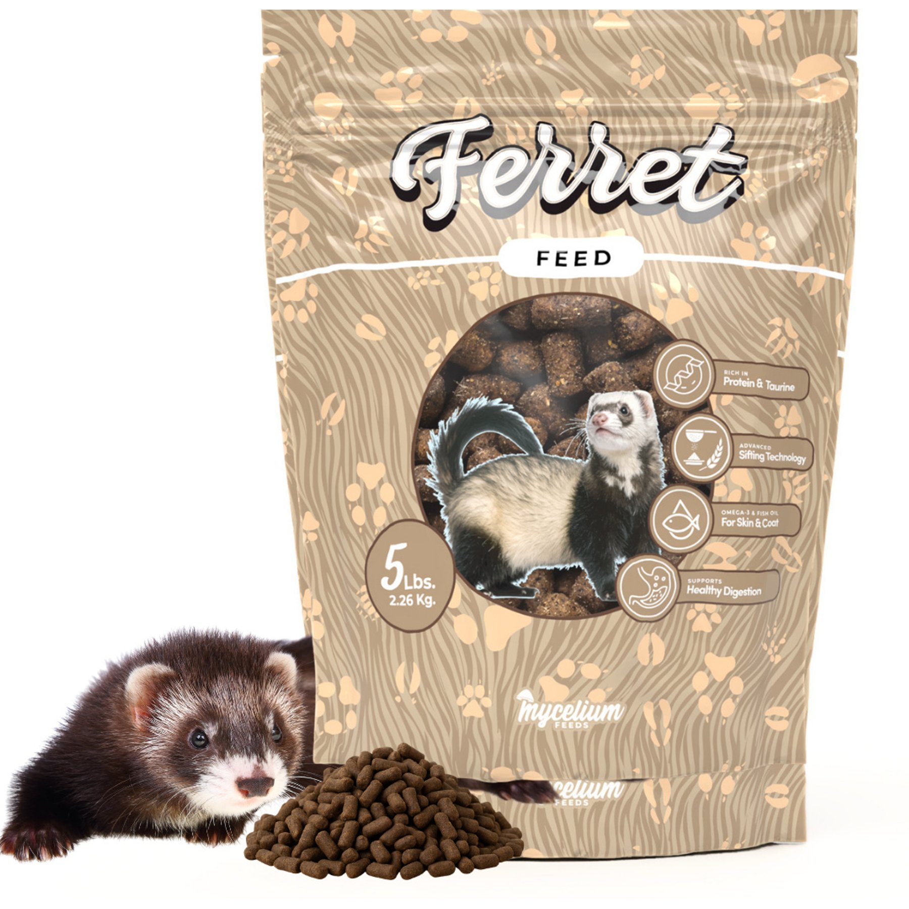 Mycelium Feeds Pellets Ferret Food, 5-lb bag