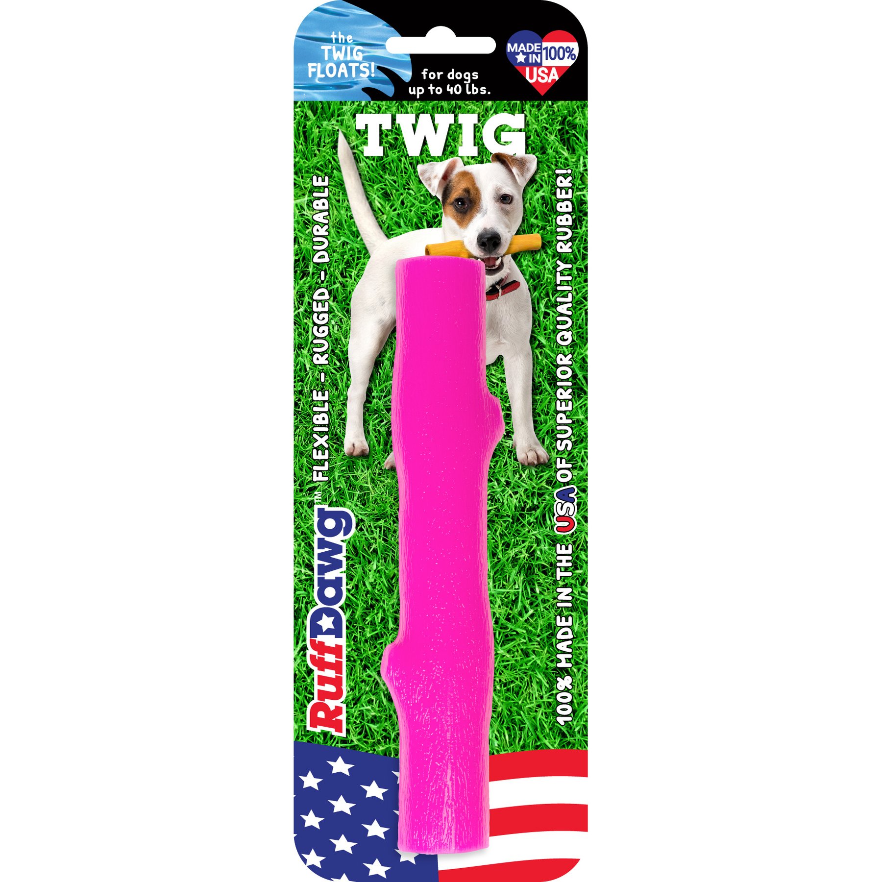 Ruff Dawg Twig Dog Toy, Pink, Small