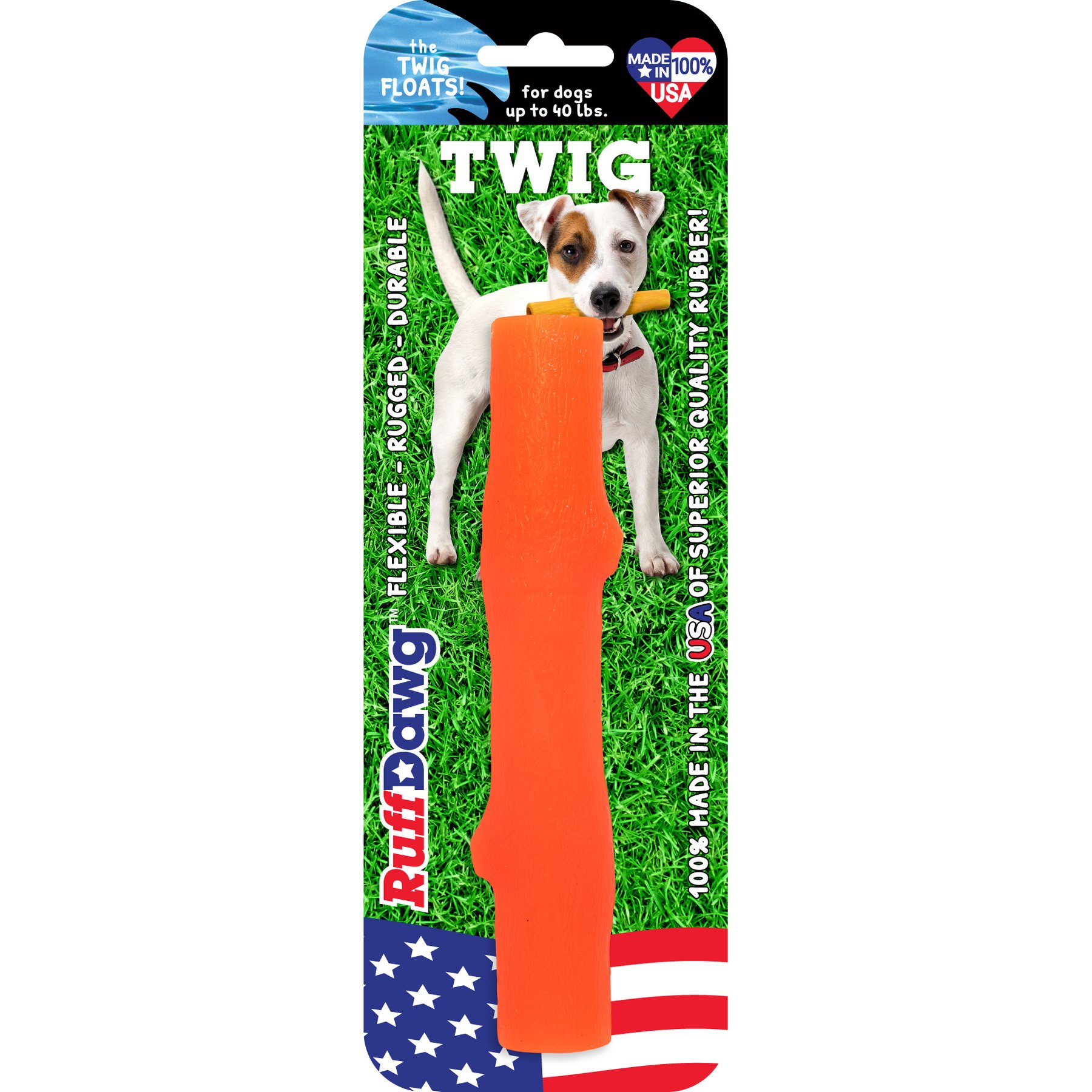 Ruff Dawg Twig Dog Toy, Orange, Small