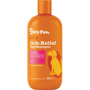 Zesty Paws Itch Soother Dog Shampoo with Oatmeal & Aloe Vera, for Skin Moisture & Shiny Coats, Vanilla Bean Scent, 16-fl oz bottle