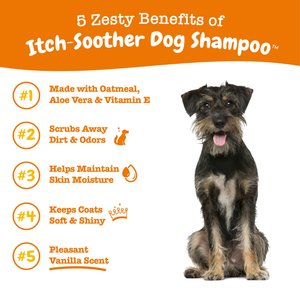 Zesty Paws Itch Soother Dog Shampoo with Oatmeal & Aloe Vera, for Skin Moisture & Shiny Coats, Vanilla Bean Scent, 16-fl oz bottle
