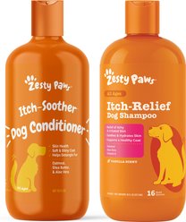 Zesty Paws Oatmeal Anti-Itch Dog Shampoo with Aloe Vera & Vitamin E, 16-oz bottle + Zesty Paws Oatmeal Anti-Itch Conditioner with Aloe Vera & Organic Shea Butter for Dogs, 16-oz bottle