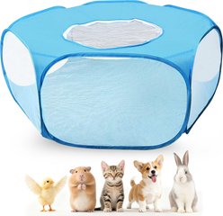 LAIRIES Foldable Indoor Outdoor Steel Cat Playpen with Lid, Blue
