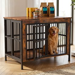 Xbrigh Dog Crate Furniture with Four Door Locks Single-Compartment TV Stand, Large: 88-in, Brown