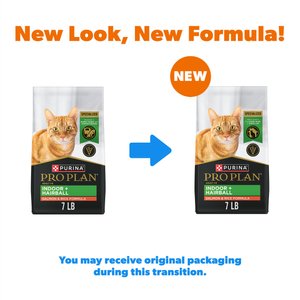Purina Pro Plan Adult Indoor Hairball Management Salmon & Rice Formula Dry Cat Food, 7-lb bag