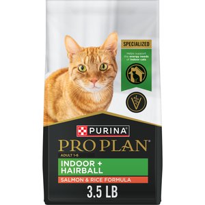 Purina Pro Plan Adult Indoor Hairball Management Salmon & Rice Formula Dry Cat Food, 3.5-lb bag