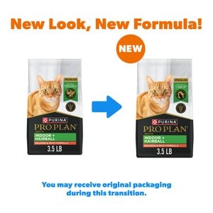 Purina Pro Plan Adult Indoor Hairball Management Salmon & Rice Formula Dry Cat Food, 3.5-lb bag