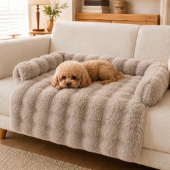 NonoPets Premium Rabbit Velvet Calming Orthopedic Dog & Cat Bed, Brown slide 1 of 9