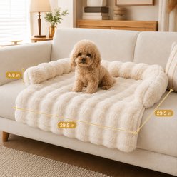 NonoPets Premium Rabbit Velvet Calming Orthopedic Dog & Cat Bed, White slide 2 of 9