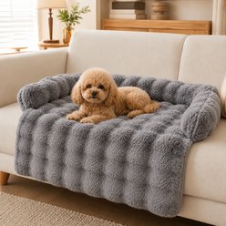 NonoPets Premium Rabbit Velvet Calming Orthopedic Dog & Cat Bed, Dark Grey