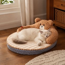 NonoPets Teddy Bear Ultra-Soft Plush Furniture Style Sofa Dog & Cat Bed with Adorable Backrest Design