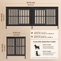 Xbrigh Dog Crate Furniture with Four Door Locks Double-Compartment TV Stand, Large: 88-in, Black slide 2 of 8