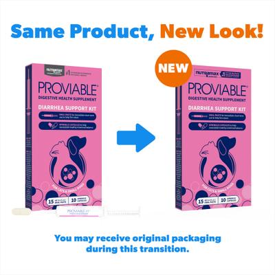 Show full view: Nutramax Proviable Probiotics & Prebiotics Digestive Health Supplement for Small Dogs & Cats, 15 mL paste, 10 capsules slide 3 of 11