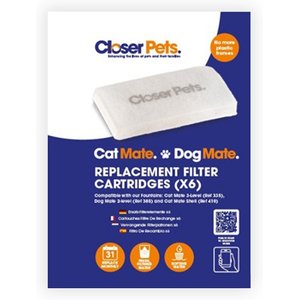 Cat Mate Replacement Filter Cartridges for Cat Mate Fountains, 6 count