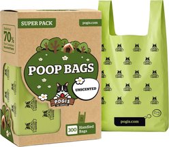 Pogi's Pet Supplies Leak Proof & Extra Thick Unscented Easy-Tie Handle Dog Poop Bags with Handles, Large, 300 count