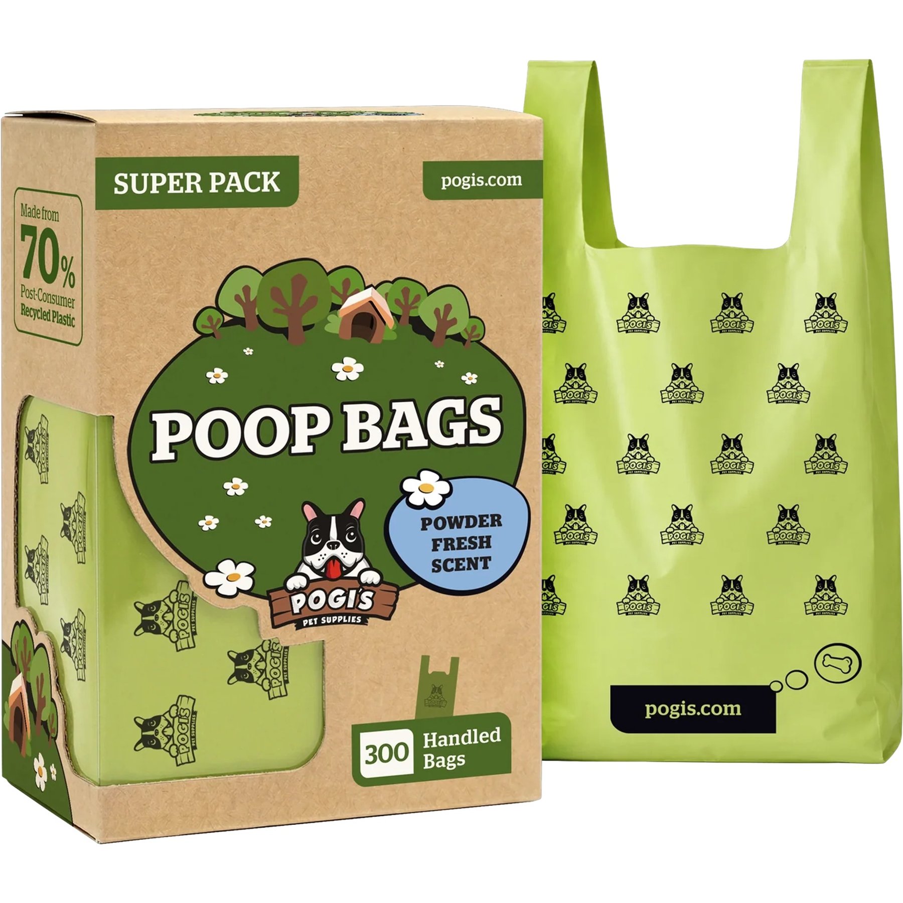 Pogi's Pet Supplies Leak Proof & Extra Thick Fresh Scent Poop Bags with Easy-Tie Handles, Large, 300 count