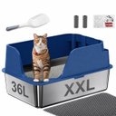 Ellenpent Stainless Steel Leak-Proof Cat Litter Box with Lid, XX-Large - 23.6 x 15.7 x 12-in, Blue, 1 count