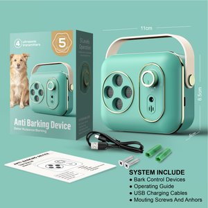 LvLrister Indoor & Outdoor M1 5-Level Ultrasonic Anti Barking Dog Bark Deterrent System, Green, Small